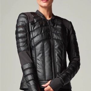 Blanc Noir Black Padded Leather Jacket